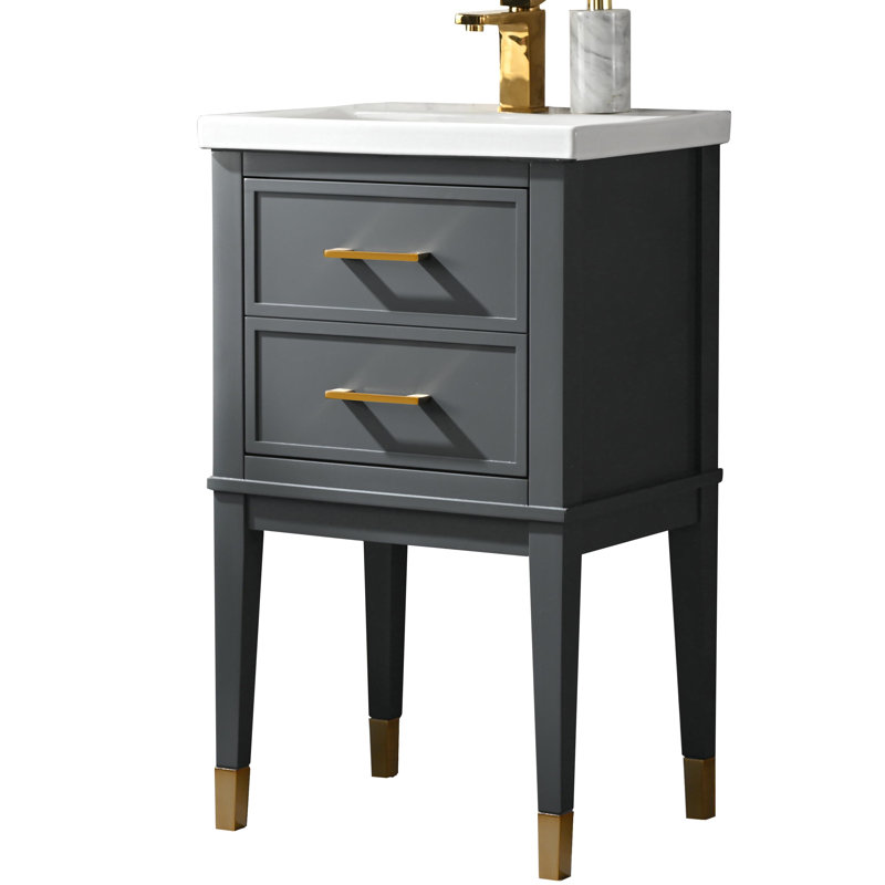 Everly Quinn Deon 20'' Single Bathroom Vanity with Ceramic Top